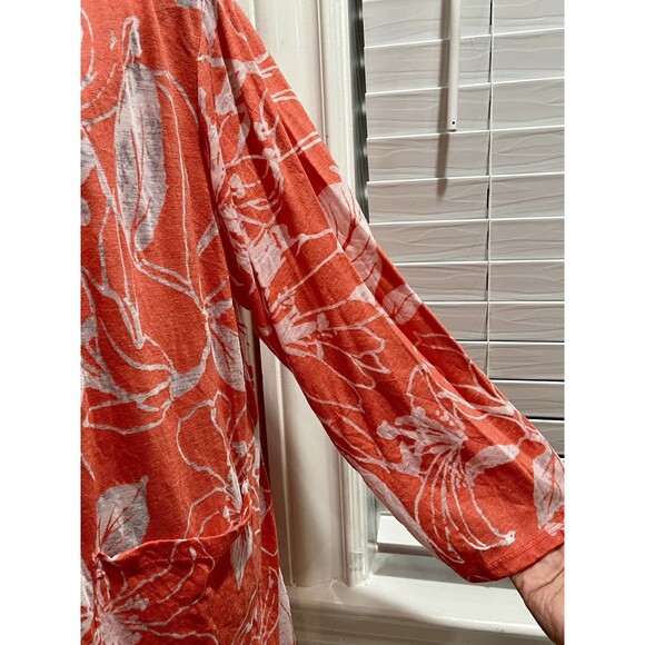 Chalet et Ceci 1X Orange Burn Out Floral Tunic Top Pocket XL Lagenlook Boho - Picture 4 of 13